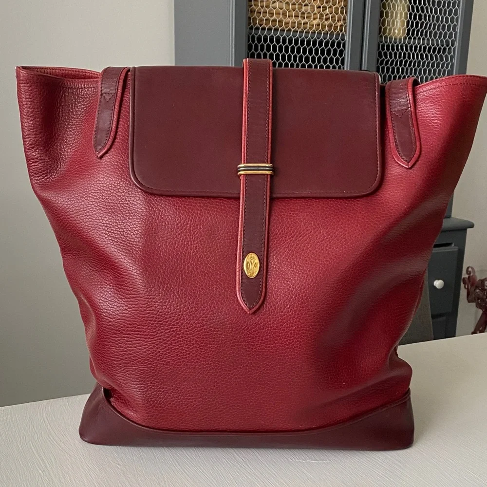 Cartier Burgundy Red Leather Tote - Authentic Vintage Luxury - Picture 3 of 16